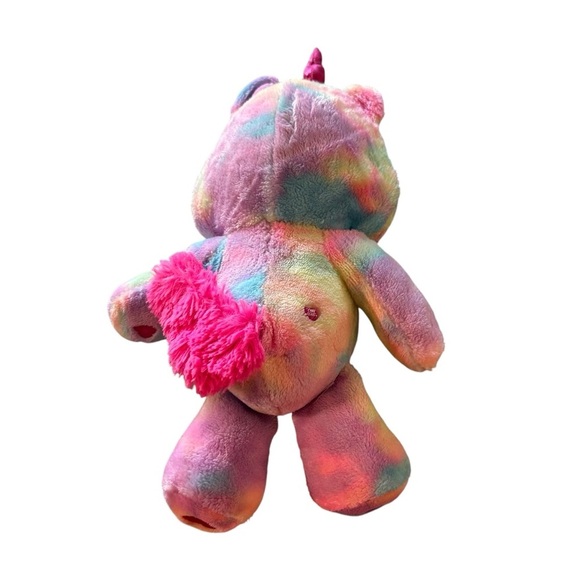 Care Bears Unlock The Magic Cheer Bear Plush Unicorn Hood 2021 Rainbow Tie Dye - Picture 2 of 4
